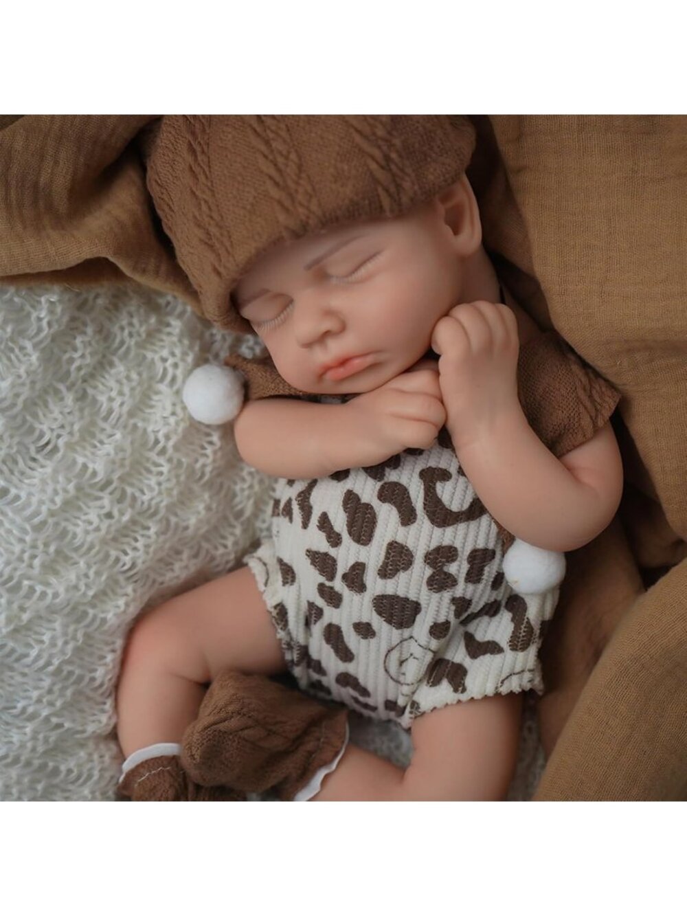 12-inch White Brown Full Silicone Real Life Baby Dolls Gift Set for Kids Age 3+